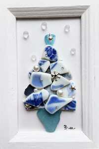 陶器のクリスマスツリー　ミニミニ ★ シーグラスアート ★ ハンドメイド ★ 送料無料　クリスマス