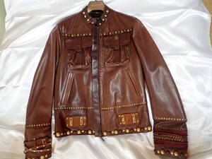 定価933450円 2008AW ランウェイモデル グッチ Gucci スタッズ 48 最高級 レザー ライダーズ ジャケット お安く!