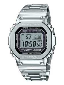 【美品】 CASIO カシオ 腕時計 G-SHOCK GMW-B5000D-1JF 20気圧防水 Bluetooth 搭載 フルメタル タフソーラー メンズ シルバー
