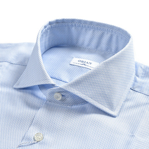 新着 新品 オリアン ORIAN Vintage Classic シャツ ホリゾンタルカラー 長袖 オールシーズン メンズ 織柄 ライト ブルー 369862-43