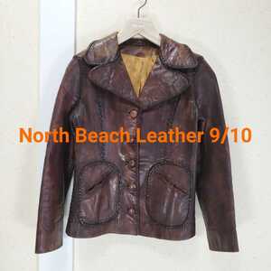 ビンテージ/古着★North Beach Leather ノースビーチ レザージャケット/レディース(size 9/10)ブラウン/茶