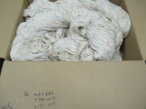 JM287 糸 ◆　(注)長期保管品②　1/4　コットン68% アクリル20% レーヨン12%　かせ　汚れあり　◆　編み物などに
