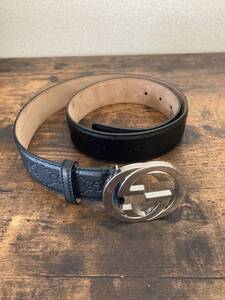 美品/GUCCI/グッチ/ベルト/インターロッキングG/GGバックル/114984AA61N/1125f