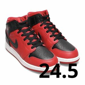 【新品】Nike GS Air Jordan 1 Mid 24.5 エアジョーダン1 レディース　ウィメンズ　レッド　ブラック　赤　黒　554725 660