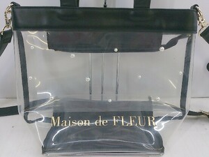 ◇ Maison de FLEUR メゾン ド フルール パール クリア 2WAY ショルダー ハンド バッグ クリア ブラック レディース P