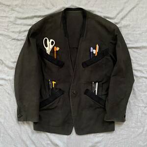 Issey Miyake Men 1990s Collarless jacket 本人期　Archive helmut lang 筆タグ