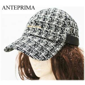 《ANTEPRIMA アンテプリマ》新品訳有 ウール混 ツイード ロゴキャップ サイズ調整可能 M(57cm) A7046