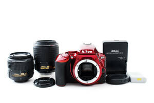 ■美品■ ニコン Nikon D5500 18-55mm・55-200mm VR II ワインレッドカラー ダブルズームセット #09040143