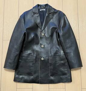 袖丈お直し有　未使用　FUMIKA_UCHIDA　Buffalo Leather/ SINGLE JACKET　サイズ34 ブラック