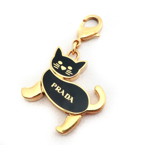 PRADA プラダ アクセサリー キーチャーム キーリング 猫 ネコ ブラック×ゴールド ロゴチャーム /32158