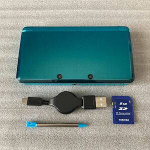 ニンテンドー 3DS本体 アクアブルー スライドパッド新品 ブルー 青 充電器 充電台 タッチペン SDカード ゲーム機