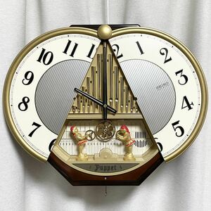 完動品 美品 動画あり からくり時計 セイコー SEIKO Puppet パペット RE504B メロディ オルゴール 壁掛け時計 柱時計 