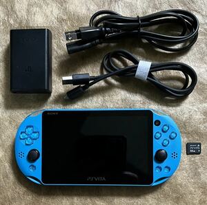 SONY PS Vita PCH-2000 ZA23 アクアブルー Wi-Fiモデル 本体 ＆ 64GB ソニー 純正メモリーカード セット プレステ ヴィータ PlayStation 