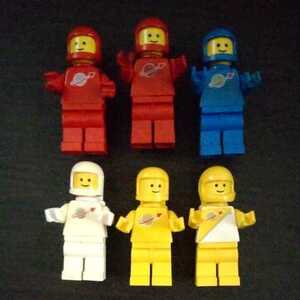 レゴ LEGO ミニフィグ 1980年代購入　月面探査　宇宙飛行士　合計6人(赤2人　青1人　白1人　黄色2人)