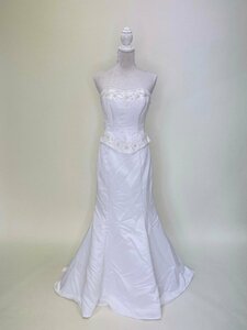 中古 ウエディングドレス オフホワイト 11号TT 豪華で可愛いマーメイドラインドレス W-100