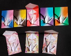 折り紙　ポチ袋(熨斗つき鶴)8枚です。１枚の折り紙で出来ています。お箸入れにもなります。プレゼントにしても喜ばれます♪　ハンドメイド