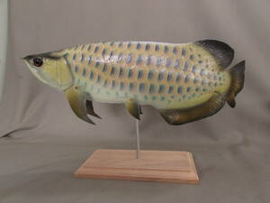 ●ハンドメイド　４０ｃｍアロワナ　イエロー　魚模型　古代魚　熱帯魚　フィギュア　レプリカ　fish craft REAL