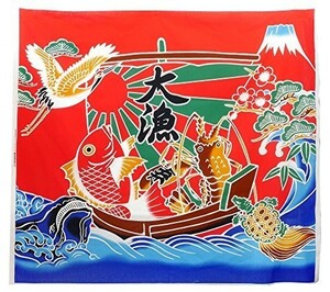 【現品限り】 生地 赤 パネル 約110ｃｍ幅×100ｃｍ 85801 大漁旗 Cｏｌ．1 NASKA