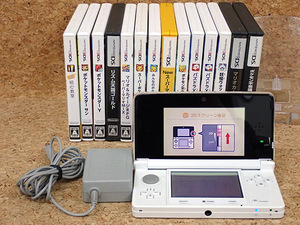 【中古】任天堂 Nintendo 3DS CTR-001 アイスホワイト 本体 ゲームソフト14本セット ACアダプタ付き(MKA363-5)