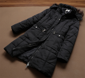 新品DX18-GARCIA JEANS ミリタリー　中綿コート　レディース　XL　フード付き ロングコート 高品質 フェイク-ダウン 重厚 コート ブラック
