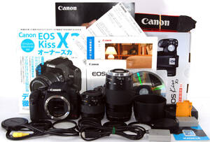 ◆初心者入門＆付属品多数◆ Canon キャノン EOS Kiss X3 純正＆超望遠Ｗズームレンズセット