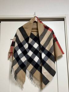 BURBERRY バーバリー マフラー カシミア100% 三角スカーフ ポンチョ ショール キャメル 送料無料!!!