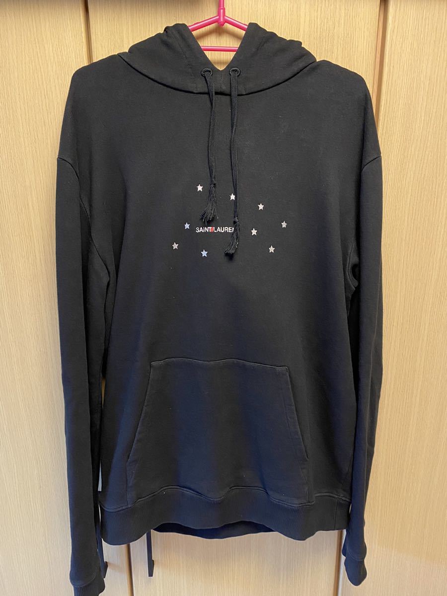 SAINT LAURENT PARIS ロゴプリント パーカー ブラック star hoodie