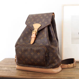 1円 美品 LOUIS VUITTON ルイヴィトン モンスリ GM モノグラム リュックサック バックパック バッグ