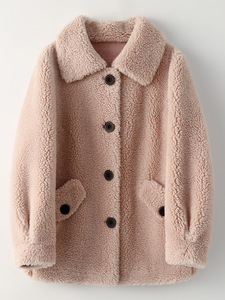 2022 冬の新ファッションシェルパカシミヤジャケット女性のショートカジュアル粒状の羊の毛皮