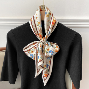【W-45】新品レディース スカーフ上品ストール巻き方 首元 おしゃれ 飾りシルク風 鋭角 多機能ネッカチーフ 