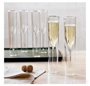 ★最安★かっこいいグラス ダブルウォールグラス シャンパン　オシャレなグラス カクテル ウェディングパーティ Nc-90
