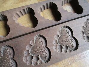 送料無料 葡萄　模様菓子型木型木彫和菓子乾菓子縁起物古道具レトロアンティークビンテージ
