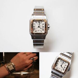 【極美品】Cartier Santos galbee LMカルティエ サントス ガルべ K18 ステンレス コンビ 腕時計 ユニセックス