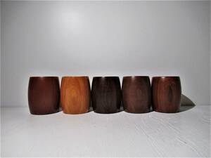 【in402】Vintage wooden crafts『青峰重倫 Aomine Shigemichi 1916-2001』銘木盃 set ★モダンクラフト 師：猪熊弦一郎