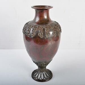 時代金工　古銅斑紫銅　古銅花瓶　D　R4334