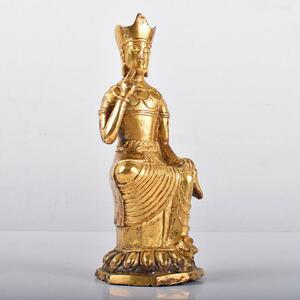 仏教美術　古銅鍍金　弥勒菩薩像　仏像　置物　D　R3324