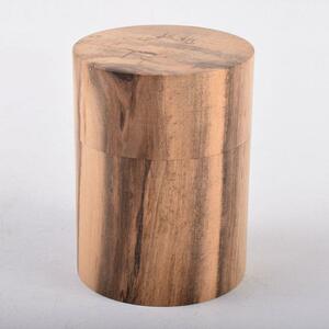 茶道具　天然木　黒柿製　無垢彫　茶筒　C　R3076