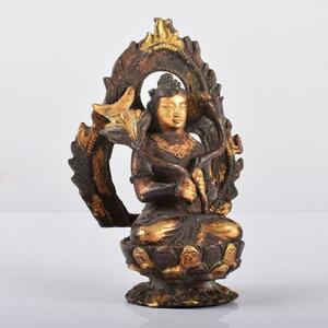 中国　古銅鍍金　チベット仏　仏像　置物　V　Ｒ2644