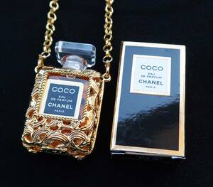 シャネル CHANEL COCO 香水 ミニボトル ネックレス ゴールド ヴィンテージ レア 美品 香水瓶 ケース 箱付 パフューム