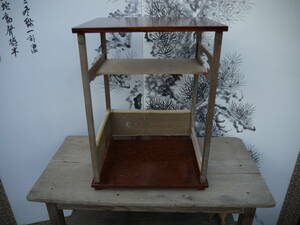 【TS30121】中古 茶道具　木製棚 行雲棚　組み立て式 紙箱付