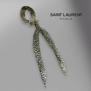 【コーデのワンポイントに】saint laurent シルク100% レオパードスカーフ 最高品質 トレンチコートに！直径約170㎝