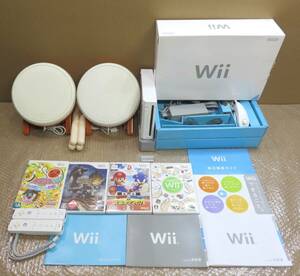 Wii ★wii本体/太鼓の達人コントローラx2 wiiソフト4本付