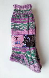 Opal ジャズ ハンドメイド 手編み靴下 ソックヤーン ウール 毛糸の靴下 登山 アウトドア 女性用22~24cm オパール 冷え取り 温活