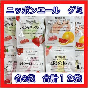 ニッポンエール　グミ　いちご、ルビーグレープフルーツ、ルビーマロン、北限の桃