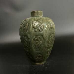 中国 古美術 龍泉窯 青磁 花瓶 花入 宋代 高さ20cm