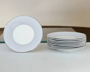 未使用保管品 ウエッジウッド ジャスパーコンラン ピンストライプ ティープレート 10枚セット Wedgewood