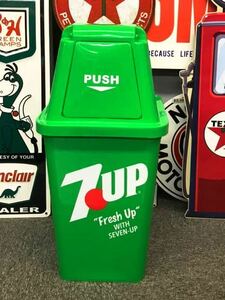 ７UP セブンアップ（20L） ダストボックス　グリーン　 ゴミ箱　フタ付き　プラスチック製　アメリカン雑貨　アメ雑