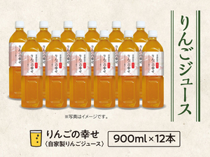 青森県産 果汁100%りんごジュース 無加糖・無添加【りんごの幸せ・900ml 12本入】