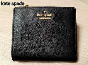【kate spade】ケイトスペード 二つ折り財布 パスケース 黒 レザー