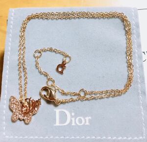 Christian Dior ディオール ネックレス ゴールド ロゴ 蝶 ストーン